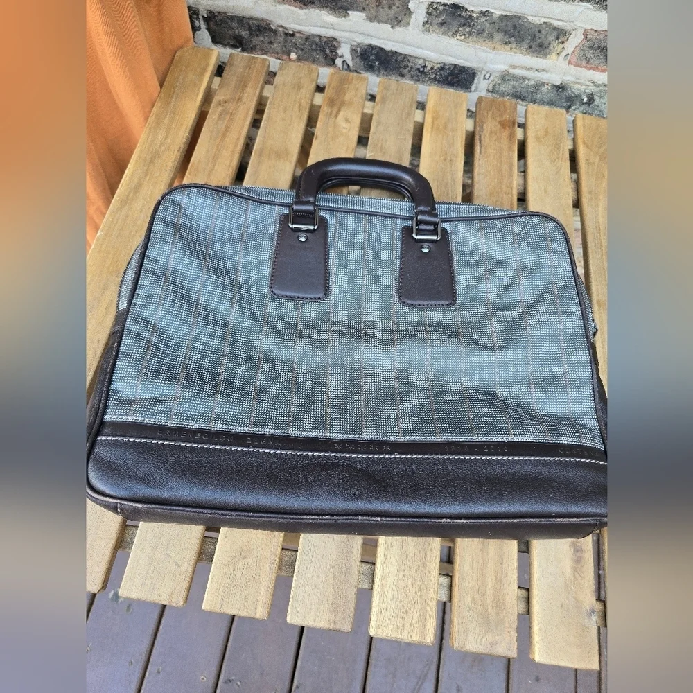 Emernegildo Zegna Elegant Black and Gray Men's Briefcase